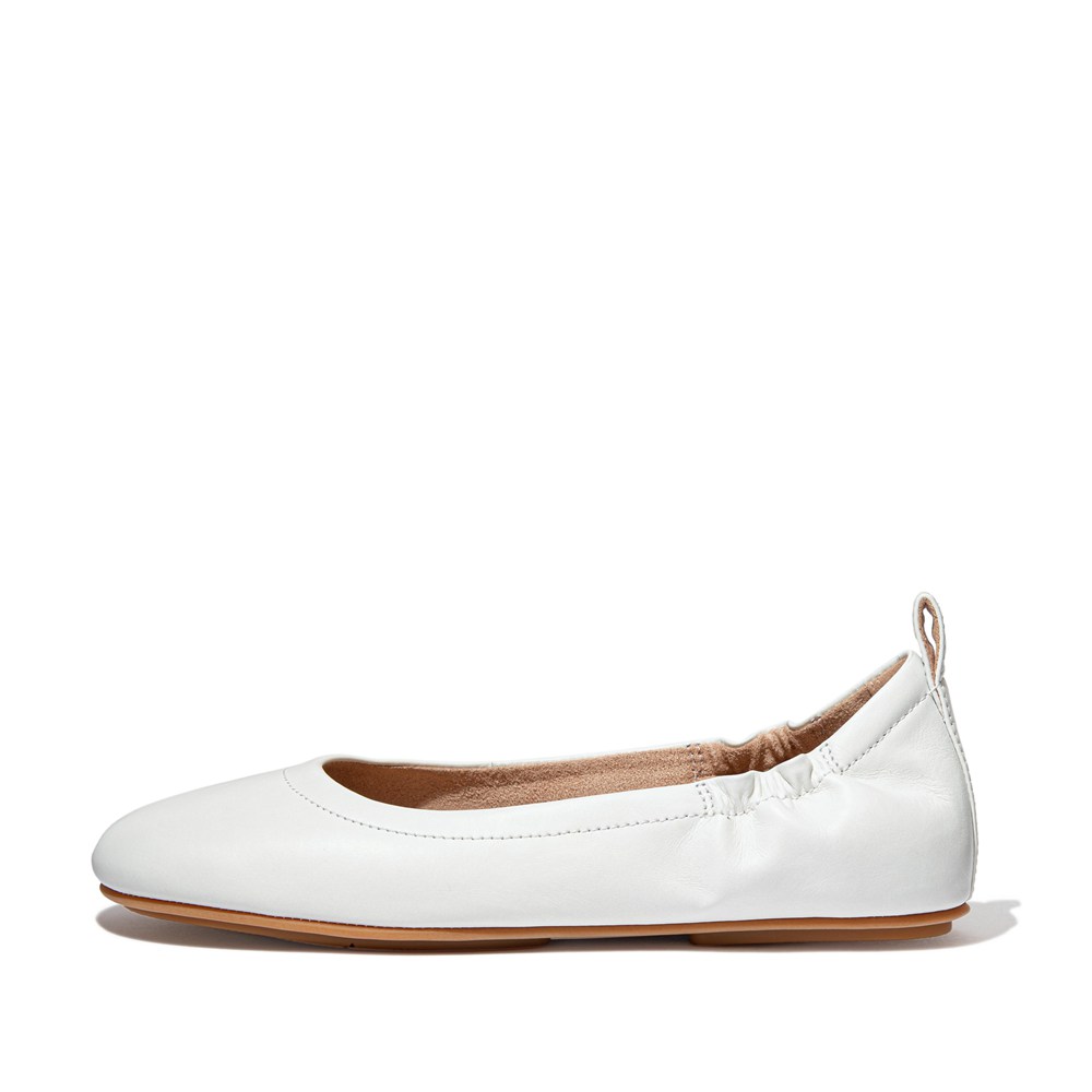 Fitflop Womens Ballet Flats White - Allegro Soft Leather - 70ZKDYLQV